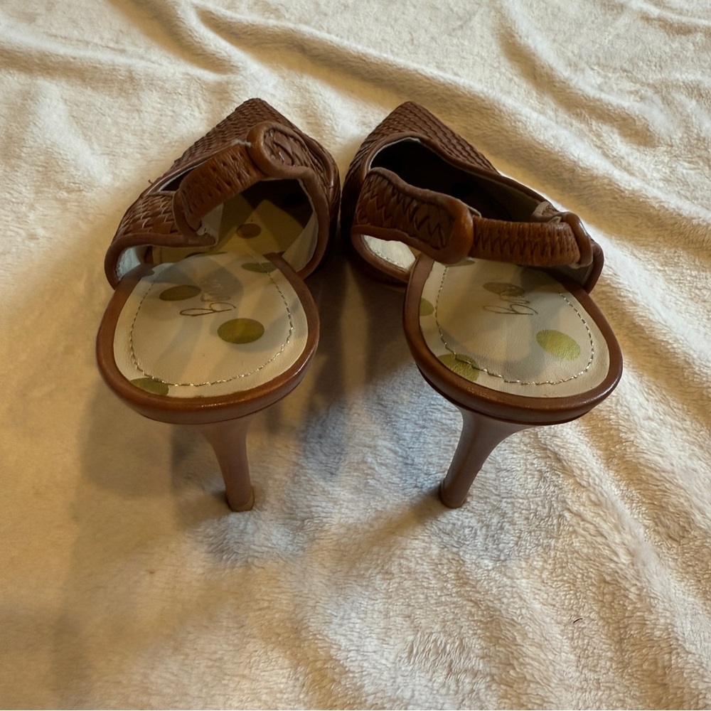 Boden Brown Woven Leather Pointed Slingback Heels - Picture 11 of 12